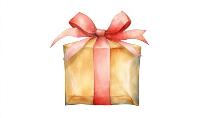 A beautifully wrapped gift box with a pink ribbon, set against a plain white background, ideal for celebrations
