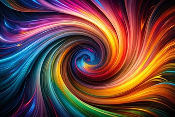 Obraz premium Abstract Colorful Spiral Wave Wallpaper; Black Background, Long Exposure Photography