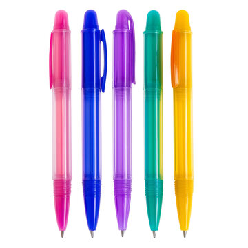 Set of multicolored gel pens  isolated on transparent white background