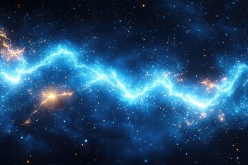 Fototapeta premium Abstract Cosmic Energy Swirling Nebula with Vibrant Blue Lightning