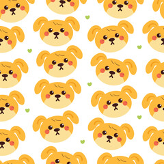 seamless pattern cute cartoon puppy head. cute animal drawing for wallpaper, pattern, background