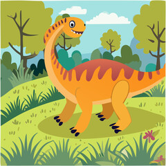 Dinosaur in the field vector illustration