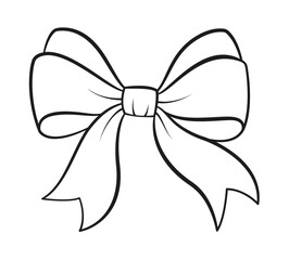 Hand drawn bow doodle style. Hand drawn black and white isolated logo. Bowknot line art. Design element for web graphic design, poster tattoo Coloring page art therapy. Vector illustration