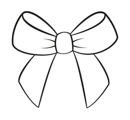 Hand drawn bow doodle style. Hand drawn black and white isolated logo. Bowknot line art. Design element for web graphic design, poster tattoo Coloring page art therapy. Vector illustration