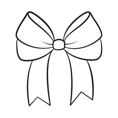 Hand drawn bow doodle style. Hand drawn black and white isolated logo. Bowknot line art. Design element for web graphic design, poster tattoo Coloring page art therapy. Vector illustration