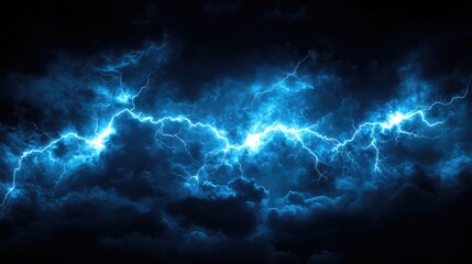 Abstract Blue Energy Streaks Across Dark Cloudy Sky