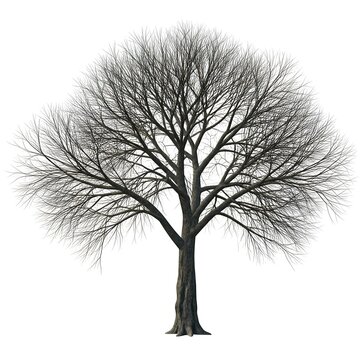 Realistic Illustration of a Bare Tree with Intricate Trunk Detail