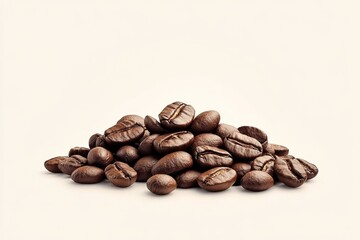 Naklejka premium Small pile of premium coffee beans on a white background.