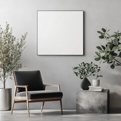 Contemporary Living Room with Minimalist Decor and Greenery
