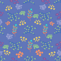 Vector floral ditsy seamless pattern. Small flowers garden repeat pattern great for feminine textiles and backgrounds, packaging.