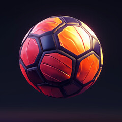 Vibrant soccer ball in mid-air against dark background