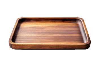 Wooden tray isolated on transparent background.