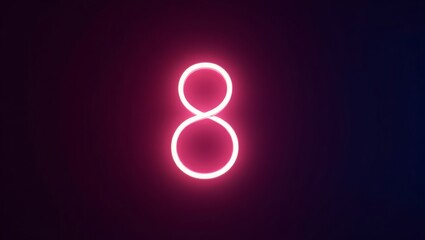 Glowing neon-style number 8 on dark gradient background for International Women's Day