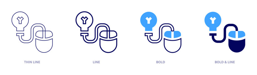 Decision idea icon in 4 different styles. Thin Line, Line, Bold, and Bold Line. Duotone style. Editable stroke