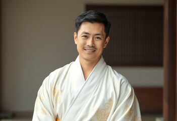 Male portrait in traditional clothing with focus on eyes