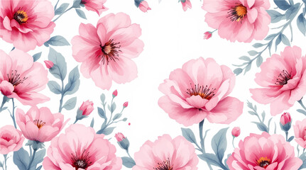 Watercolor seamless pattern with cherry blossom flowers.