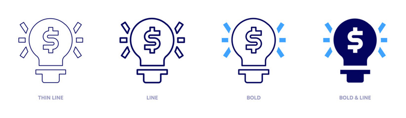 Investment idea icon in 4 different styles. Thin Line, Line, Bold, and Bold Line. Duotone style. Editable stroke