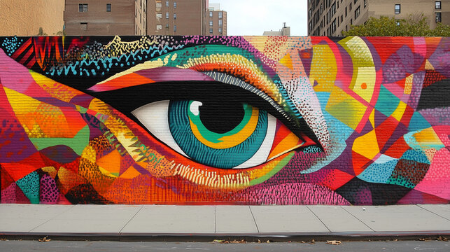 Colorful graffiti murals on urban walls