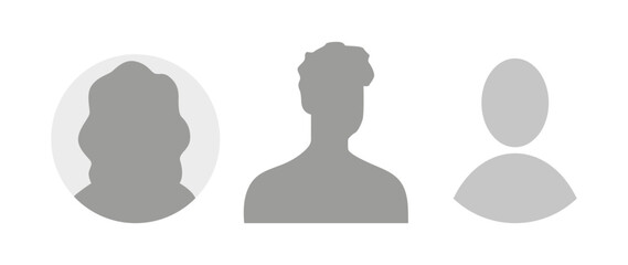 Vector flat illustration. Icons of man and woman. Avatar, user profile, person icon, profile picture. Suitable for social media profiles, icons, screensavers and as a template. Business concept.