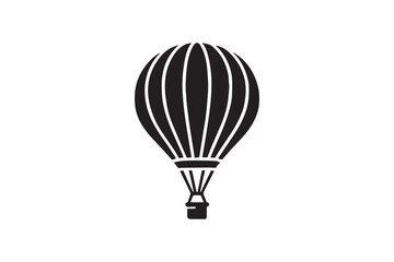 Fototapeta premium simple and subtle vector silhouette of hot air balloon in black and white, set against a white background. 
