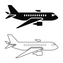 Airplane icon set. Aircrafts flat style. Plane symbol or logo. Vector illustration