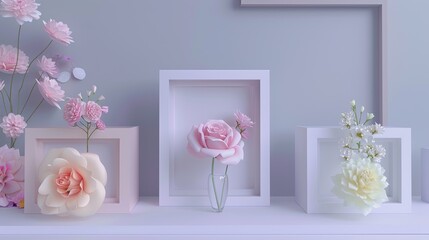 square frames with flowers 