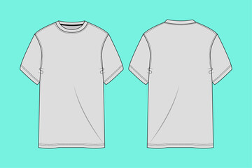 Naklejka premium Men's crew neck basic Short sleeve T-shirt flat sketch. 