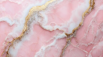 A soft pink marble background with subtle swirls of peach and light gray.