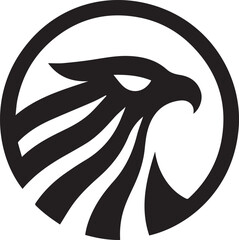 Simple eagle logo on black and white background