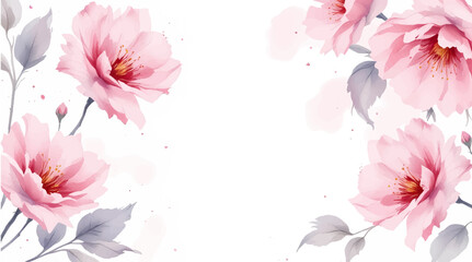 Watercolor pink floral background