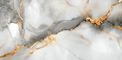 Fototapeta premium Abstract marble texture with gray and gold veins, ideal for backgrounds and design projects.