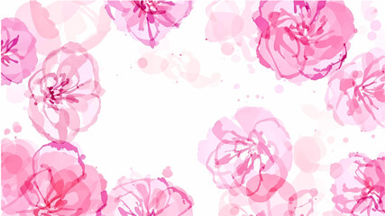 Watercolor pink rose floral background for wedding, invitation, and greeting card with copy space text