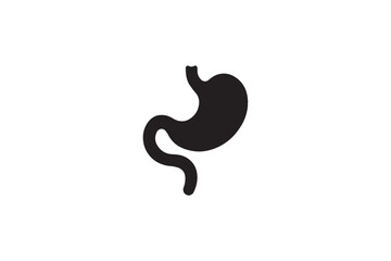 simple and subtle vector silhouette of a stomach in black and white, set against a white background.

