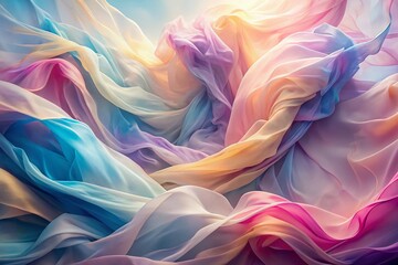 Obraz premium Abstract Pastel Flowing Fabric Double Exposure Photography - Dreamy Swirling Textures