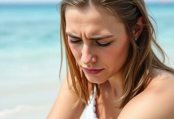Fototapeta premium Sad person on vacation