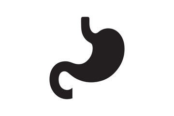 simple and subtle vector silhouette of a stomach in black and white, set against a white background.
