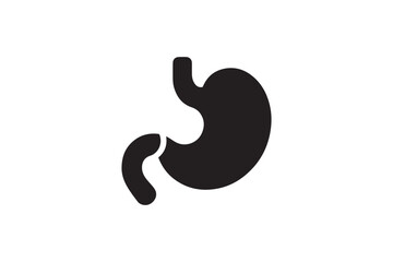 simple and subtle vector silhouette of a stomach in black and white, set against a white background.
