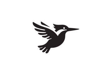 Fototapeta premium simple and subtle vector silhouette of Kingfisher in black and white, set against a white background