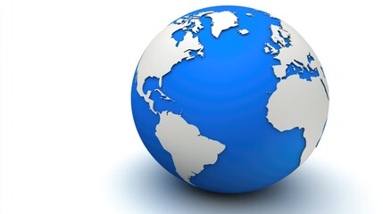 Naklejka premium A detailed representation of Earth showcasing continents and oceans in vibrant blue and white colors.