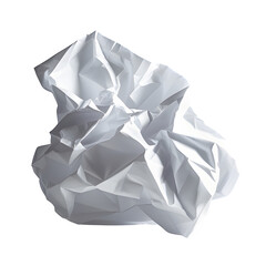crumpled piece of white paper isolated on transparent background