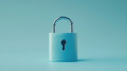 Naklejka premium A modern padlock with a sleek design set against a soft blue background, symbolizing security and protection.