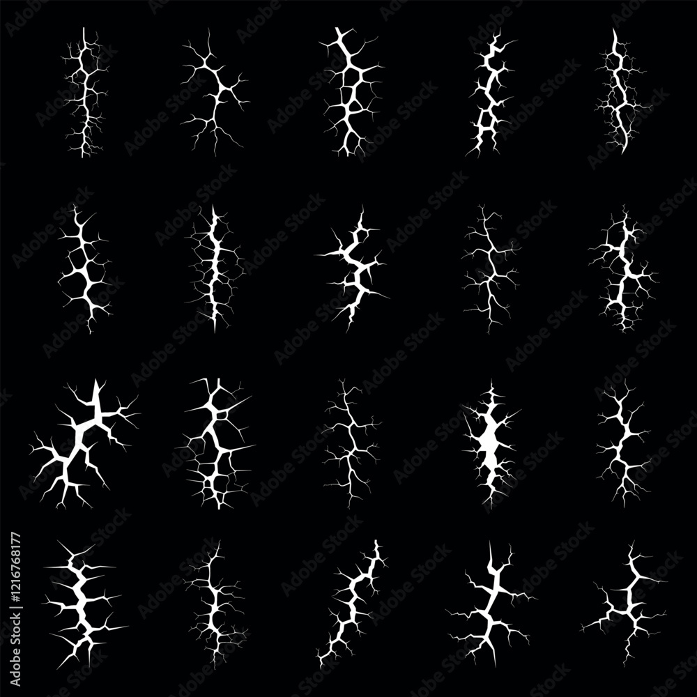 Leinwandbilder various lightning branch patterns emerge on a dark backdrop, illustrating different shapes and intri