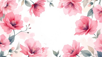 Obraz premium Seamless pattern with Pink flowers watercolor