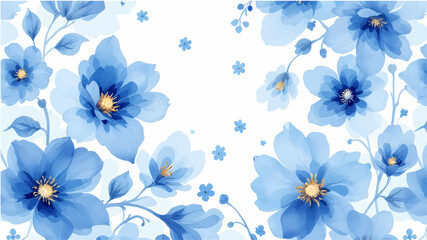 Obraz premium Seamless pattern with blue watercolor flowers. Background design.