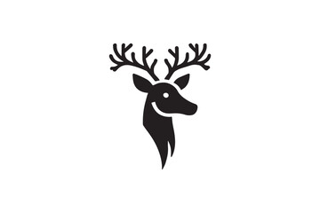 simple and subtle vector silhouette of a deer in black and white, set against a white background. 