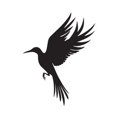 Flying Black Bird with Minimalist Composition