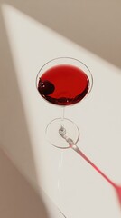 Classic mocktail served in elegant glass with cherry garnish on reflective surface showcasing vibrant red color