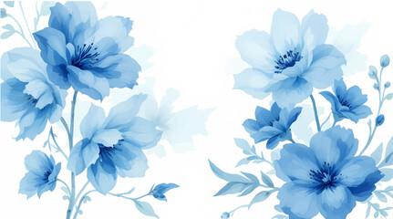 Seamless pattern with blue watercolor flowers. Background design.