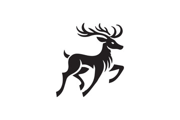 simple and subtle vector silhouette of a deer in black and white, set against a white background. 