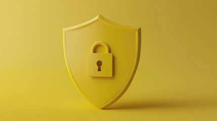 A vibrant yellow shield with a lock symbolizing security and protection, perfect for digital and data safety themes.